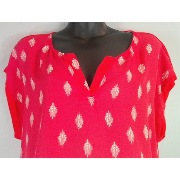 Paper Moon XXL Women's Short Sleeve Coral White V-neck Style PT9865-22 - Picture 2 of 8